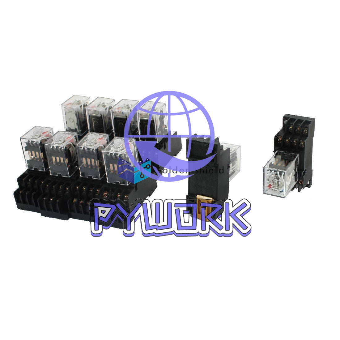 10Pcs HH54PL Coil 4PDT 35mm DIN Rail Mounting Power Relay AC24V