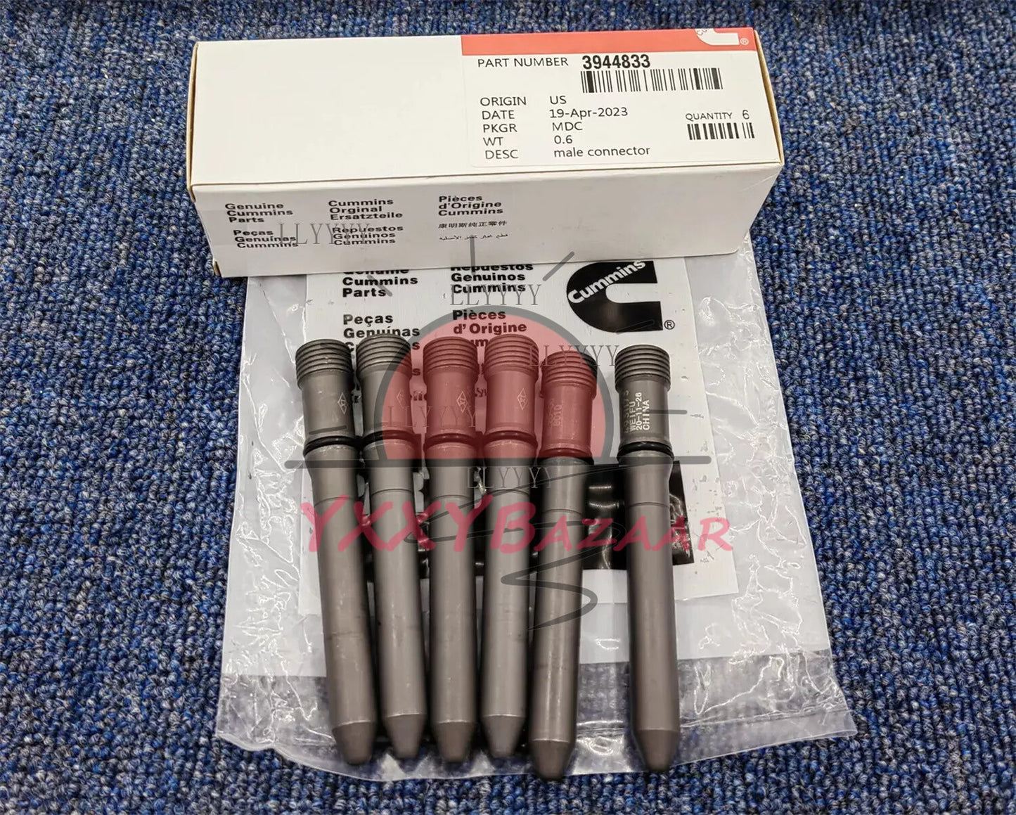 6PCS 24V Injector Connector Tubes 3944833 Fits for Cummins 1998-02 Dodge 5.9L