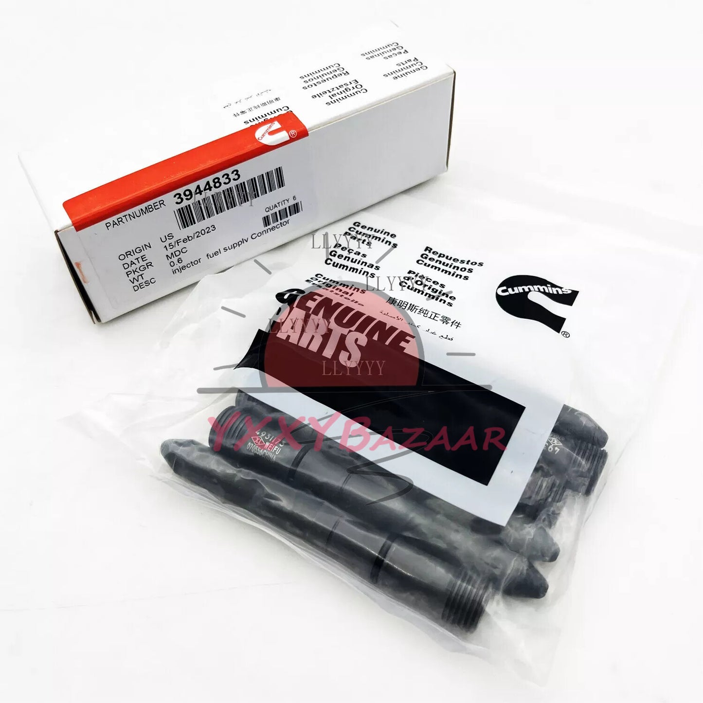 6PCS 24V Injector Connector Tubes 3944833 Fits for Cummins 1998-02 Dodge 5.9L