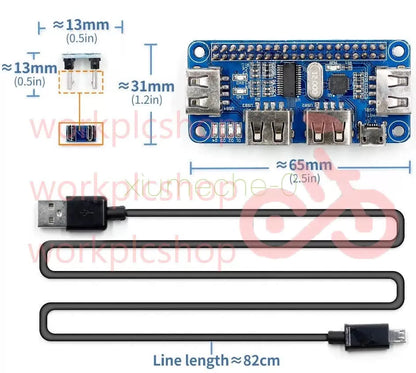 4 Port USB Hub For Raspberry Pi Expansion Board 5V UART Raspberry Zero/ W/3B+ [1]