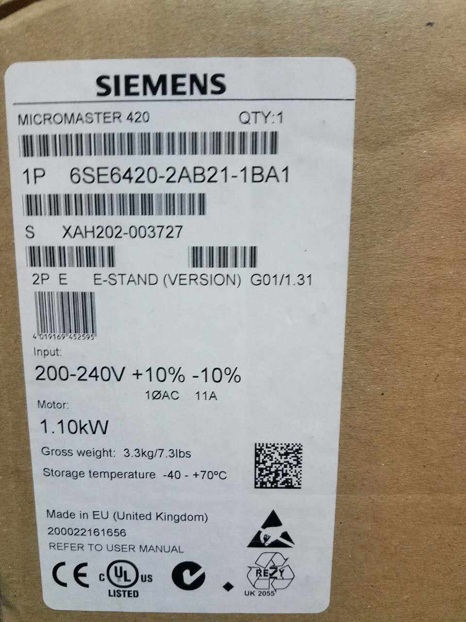 6SE6420-2AB21-1BA1 KOEED 500+, 90%, import_2020_10_10_031751, Other, Siemens