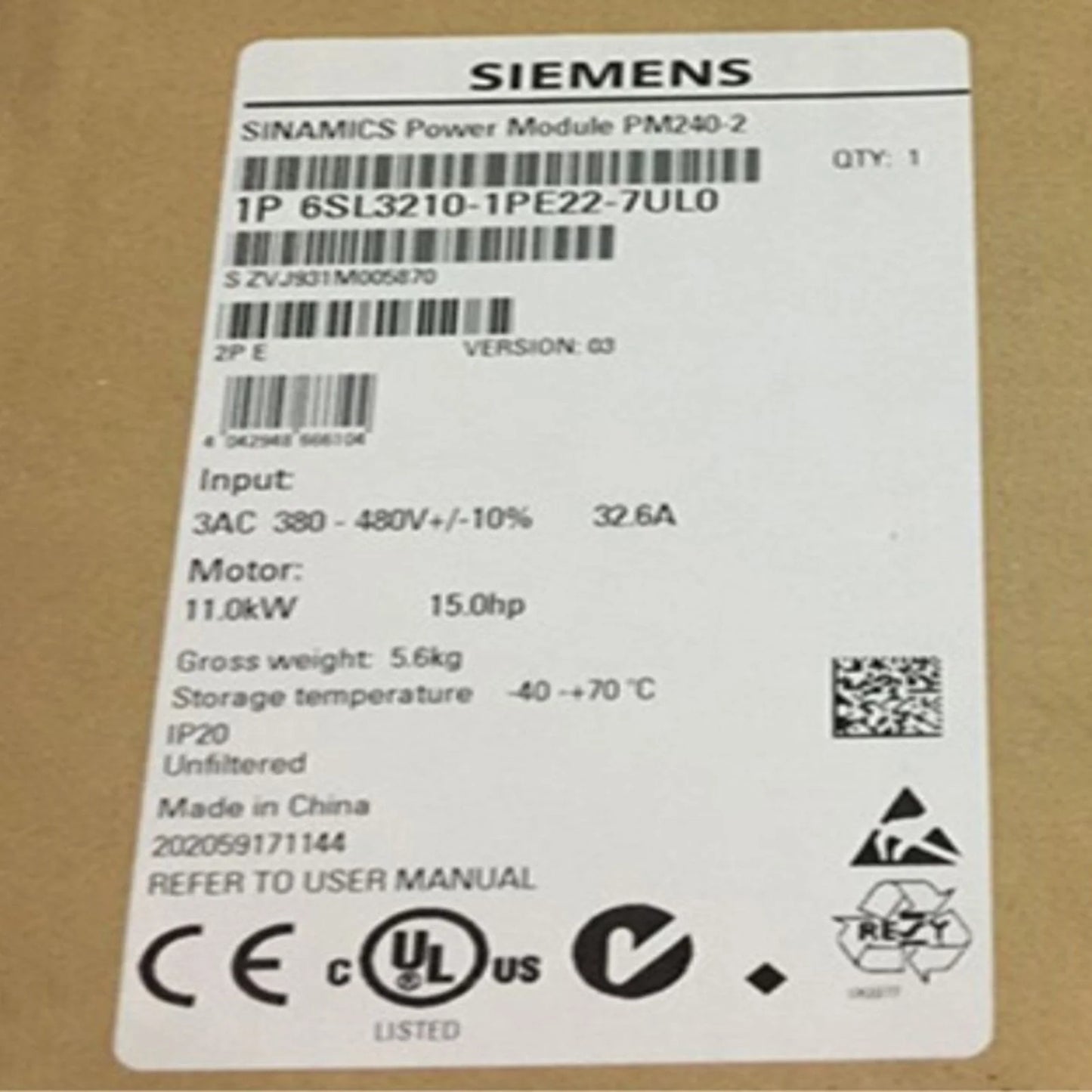 6SL3210-1PE22-7UL0 - SIEMENS [1]