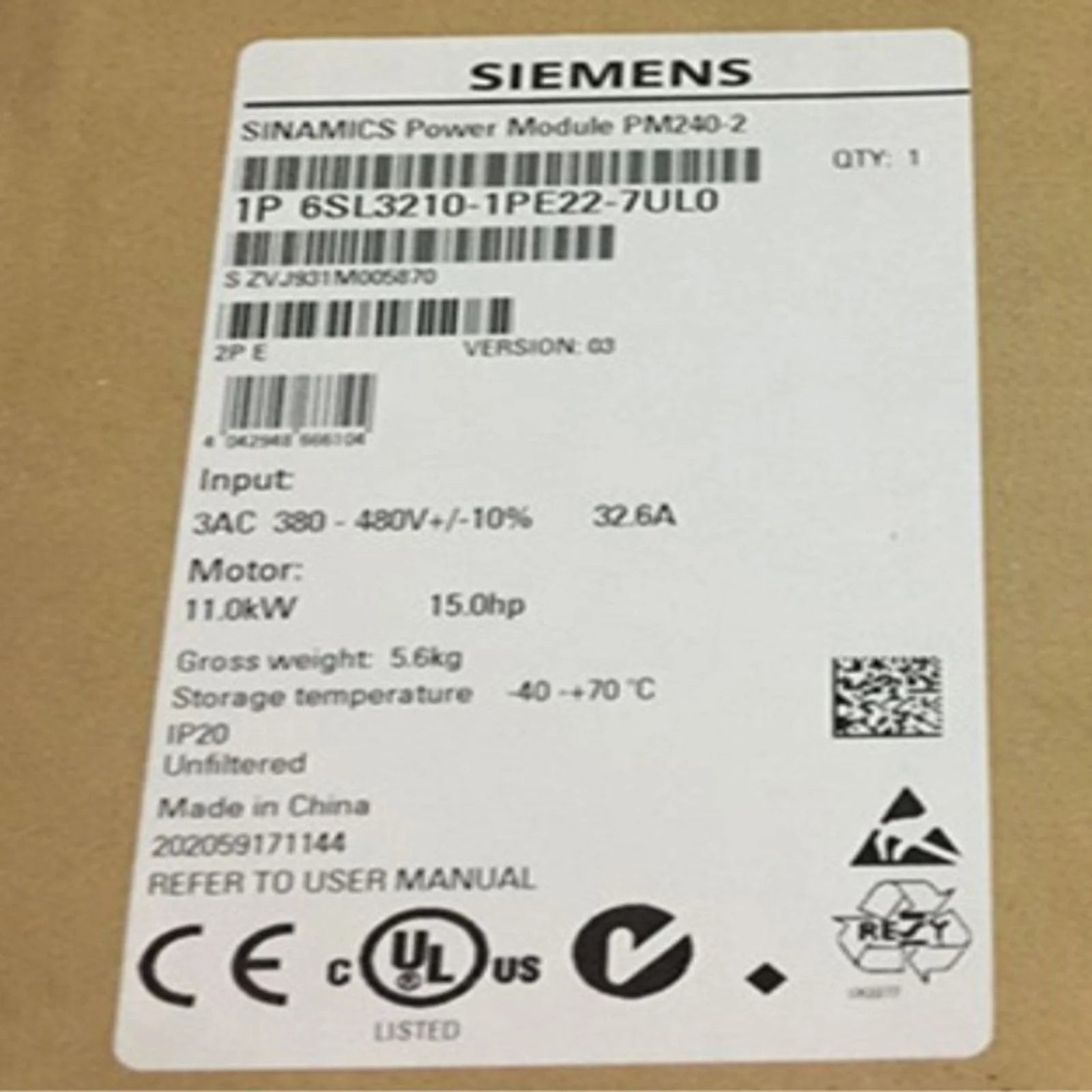 6SL3210-1PE22-7UL0 - SIEMENS [1]