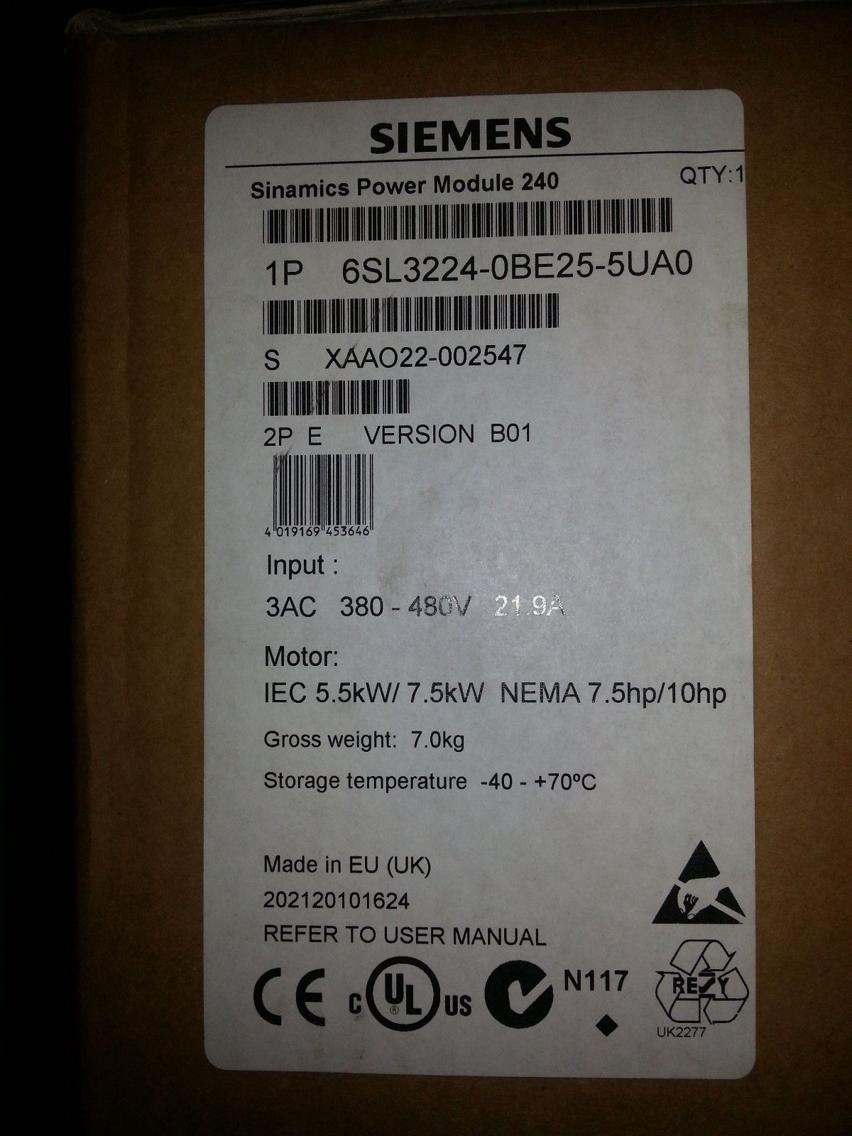 6SL32240BE255UA0 - SIEMENS