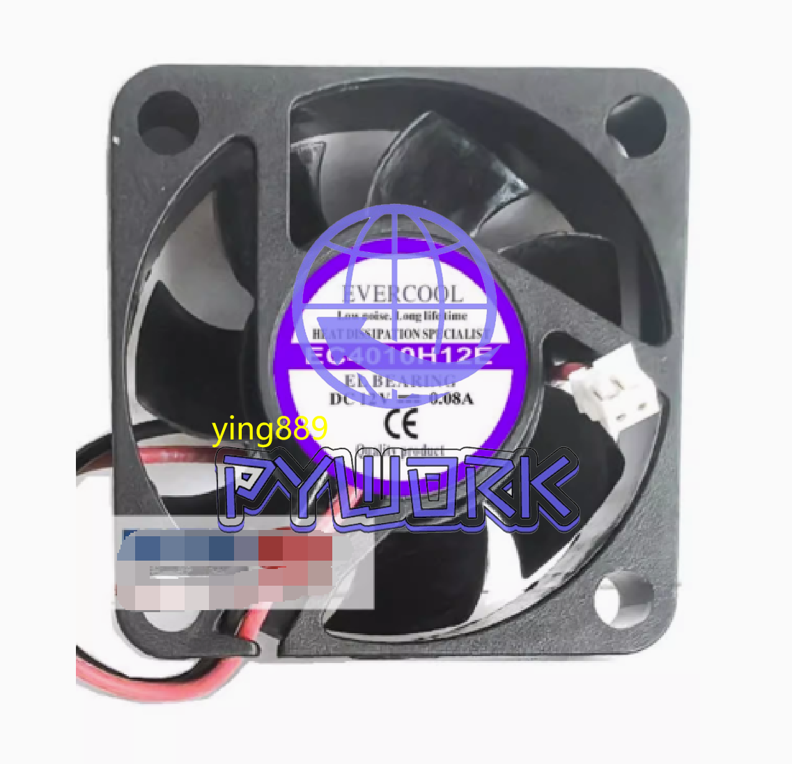 1pc for EVERCOOL EC4010H12E 4010 12V 0.08A cooling air 2-wire KW~