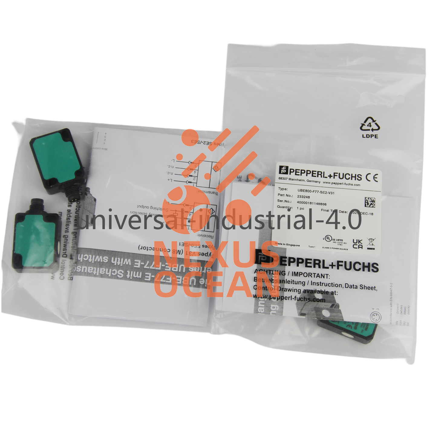 ONE Pepperl-Fuchs ultrasonic sensor UBE800-F77-SE2-V31 233248