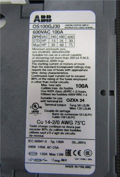 ABB 1SCA 1000W Fused Switch NEW 1PC - ABB [2]