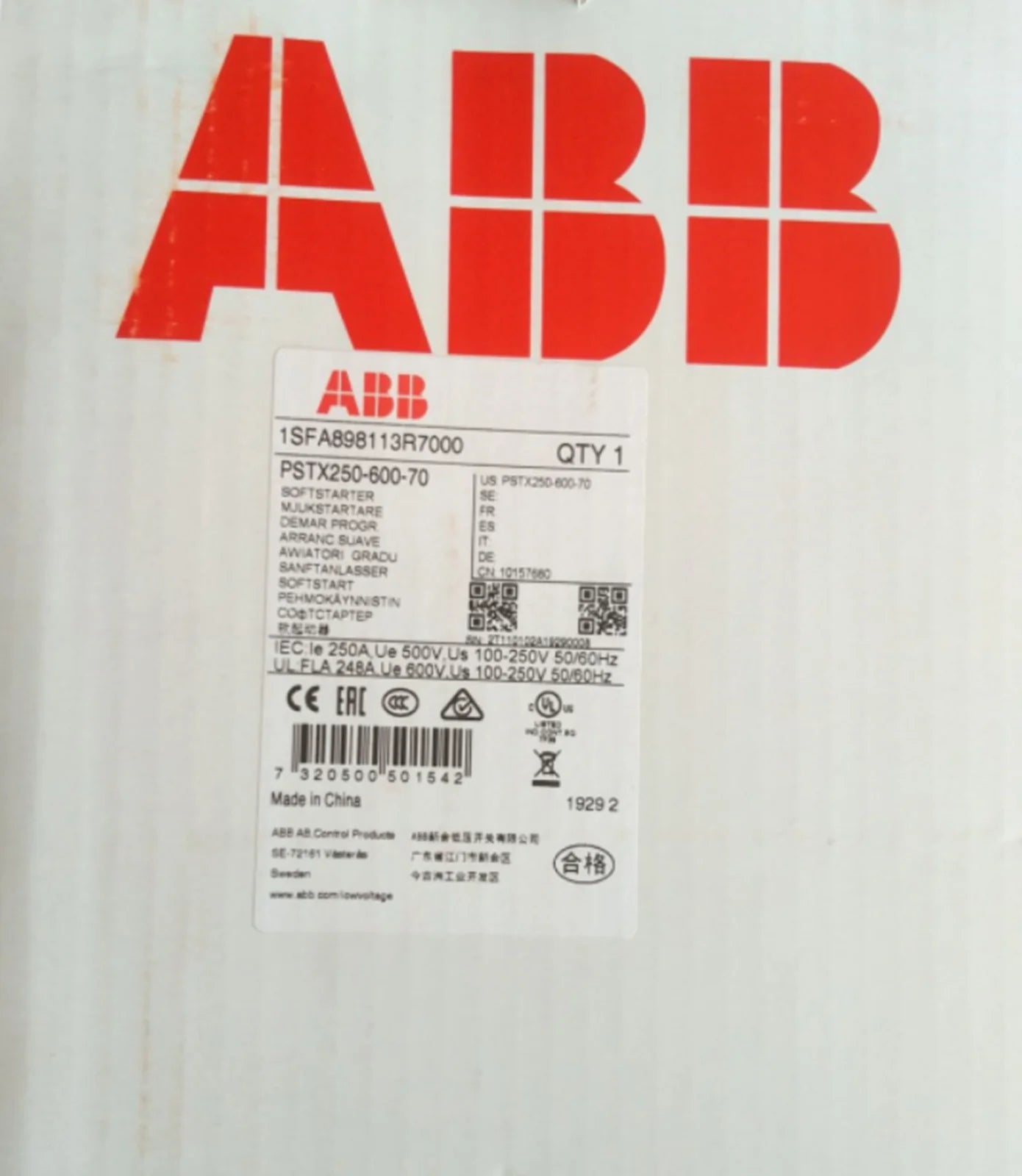 ABB PSTX 250-600-70 Soft Starter - High-Efficiency Control Solution - ABB [1]