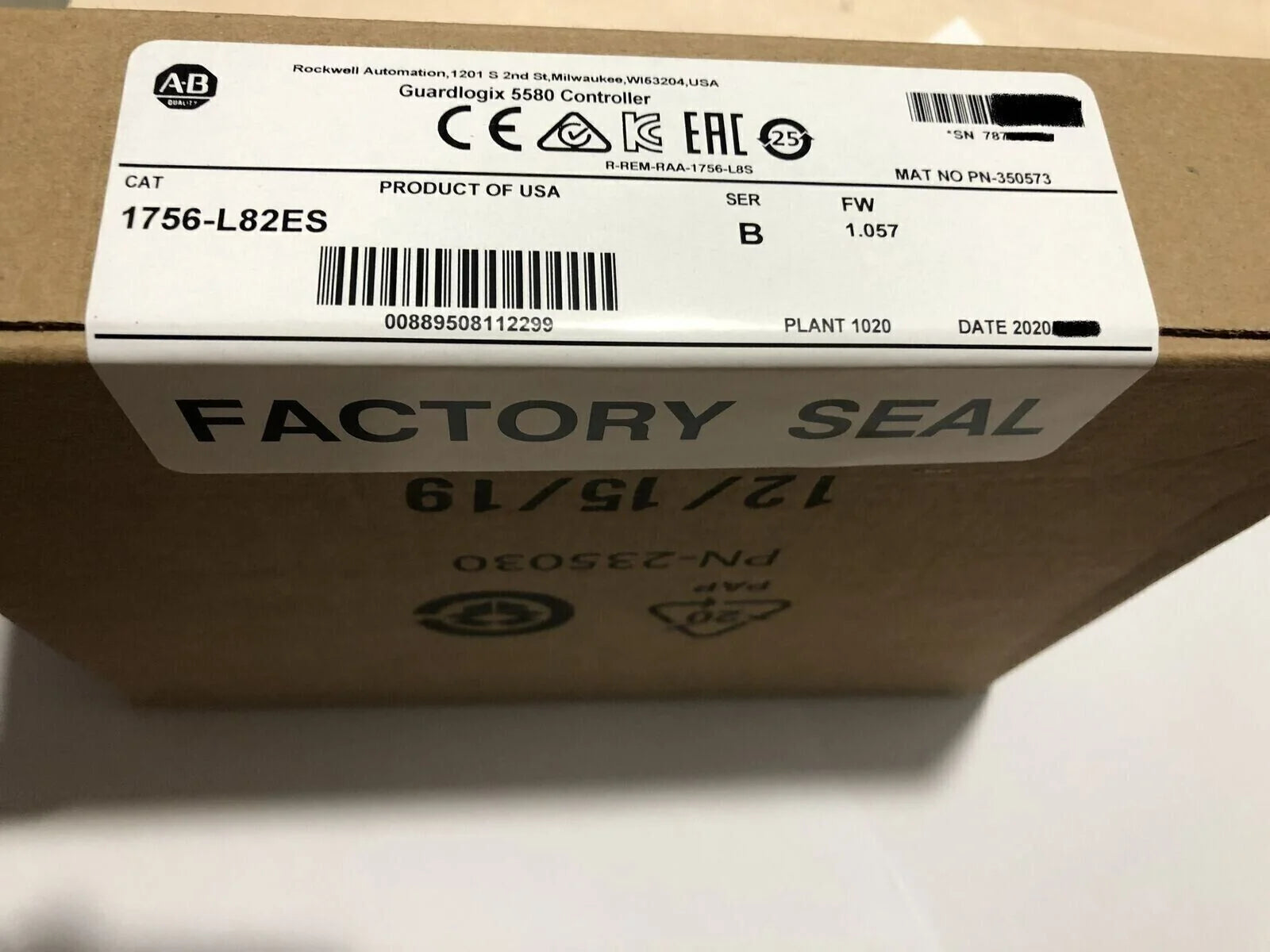 Allen Bradley 1756-L82ES GuardLogix5580 Processor: 7.5MB, SHIP - ALLEN BRADLEY [1]