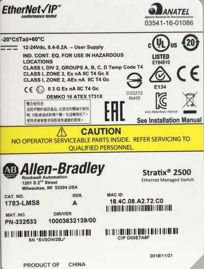 Allen Bradley 1783-LMS8 EtherNet IP Switch SER A USA Seller - ALLEN BRADLEY [9]