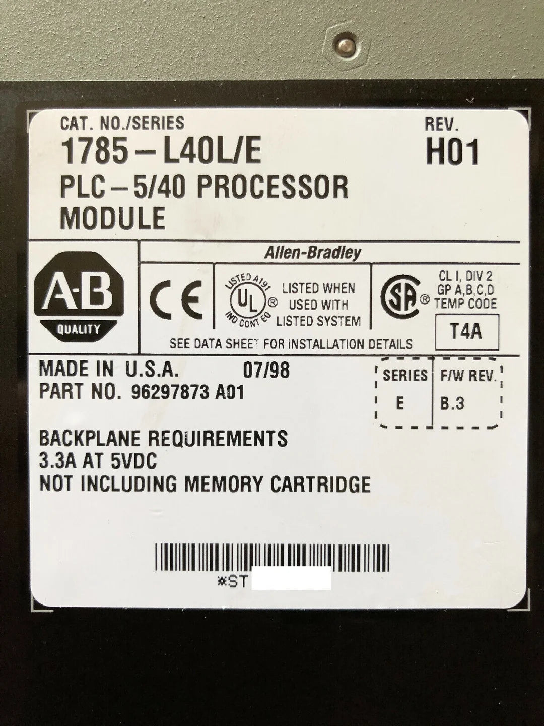 Allen-Bradley 1785-L40L/E PLC Processor - ALLEN-BRADLEY [2]