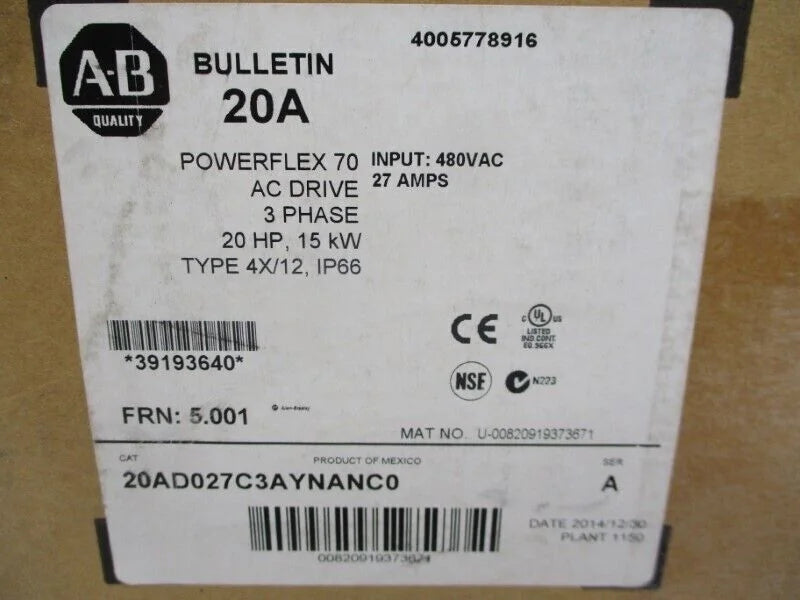 Allen-Bradley 20AD027C3AYNANC0 - New Genuine In Box - ALLEN-BRADLEY [1]