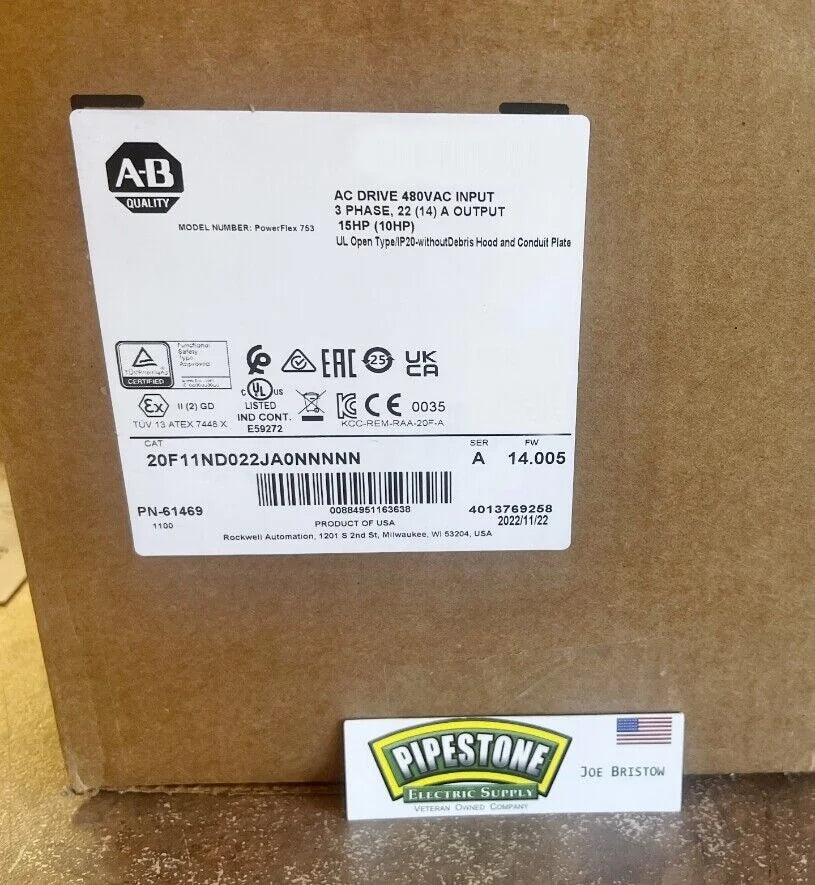 Allen Bradley 20F11ND022JA0NNNNN PowerFlex Air Cooled 753 AC Drive - ALLEN BRADLEY [1]