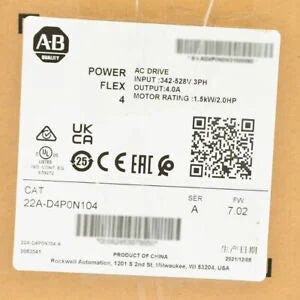 Allen Bradley 22A-D4P0N104 PowerFlex 4 AC Drive 1.5 kW 2 HP - ALLEN BRADLEY [1]