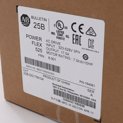 Allen-Bradley 25B-D017N104 PowerFlex 525 7.5kW 10Hp AC Drive Factory Sealed New - 7.5kW/10HP AC Motor Drive - Factory Sealed - New - ALLEN-BRADLEY [3]