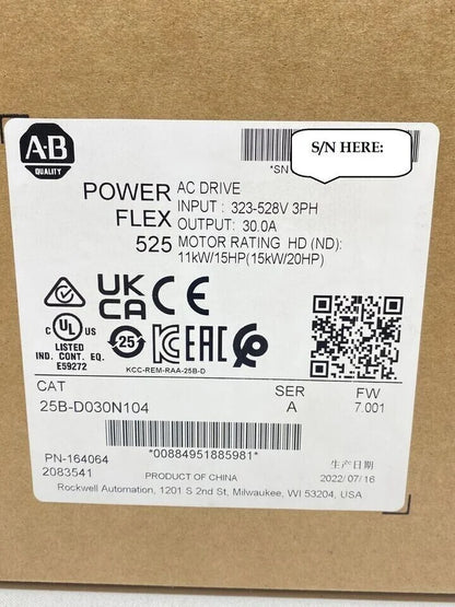 Allen-Bradley 25B-D030N104 PowerFlex AC Drive, 15kW (20Hp) - ALLEN-BRADLEY [1]