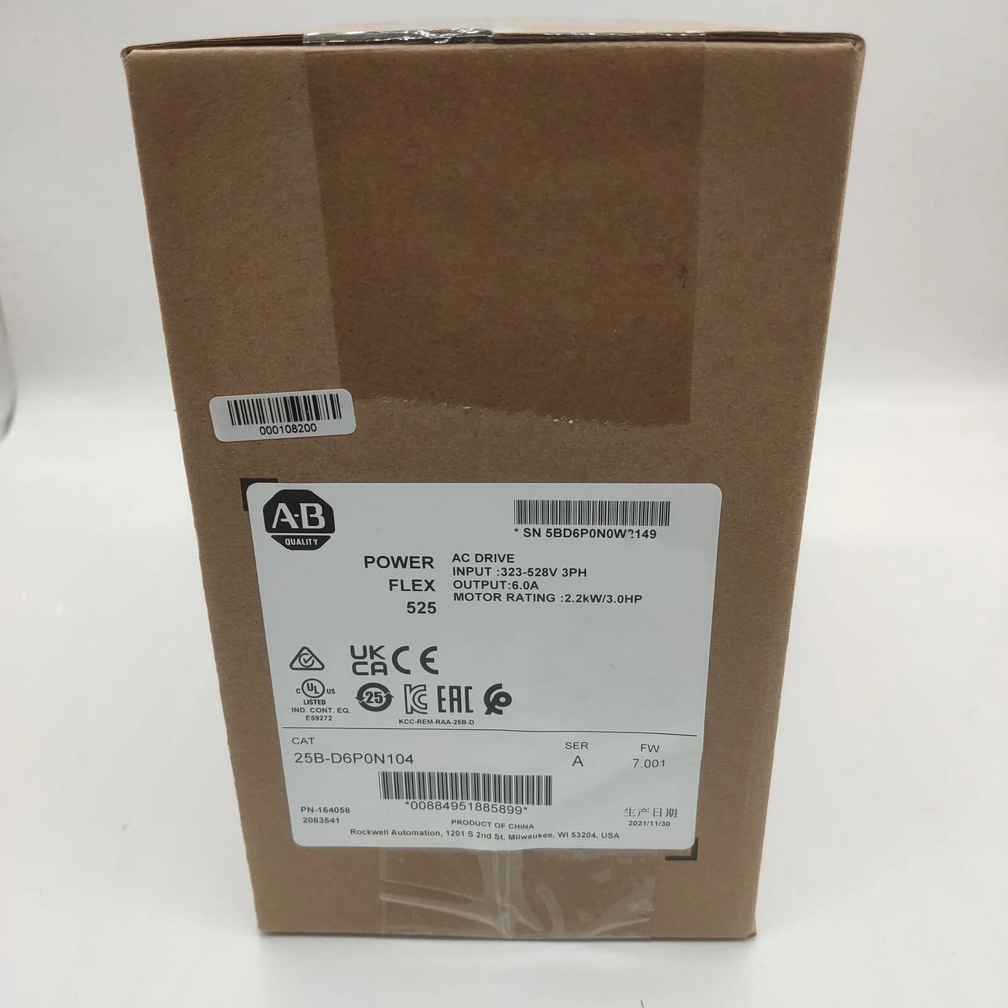 Allen Bradley 25B-D6P0N104 PowerFlex 525 AC Drive 480V 3HP New - ALLEN BRADLEY [1]