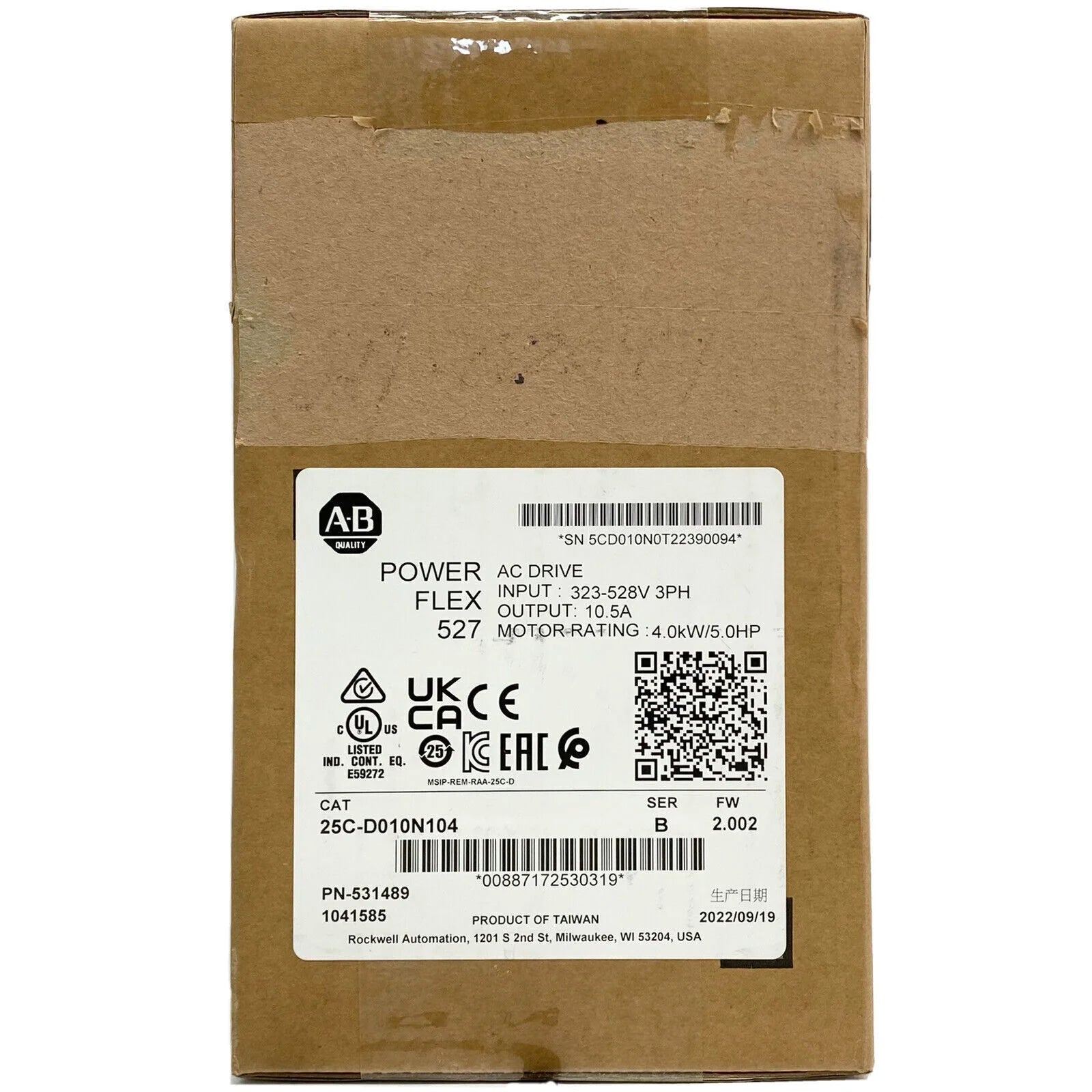 Allen-Bradley 25C-D010N104 PowerFlex 4kW VFD 25CD010N104 NEW - ALLEN-BRADLEY [1]