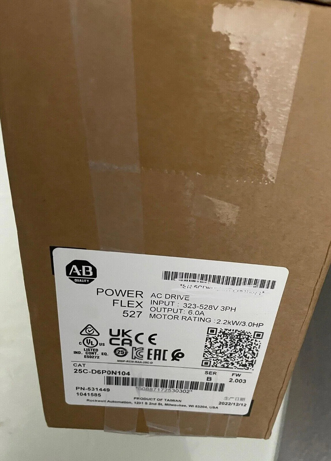 Allen Bradley 25C-D6P0N104 2021 PowerFlex 527 AC Drive 3HP - ALLEN BRADLEY [1]