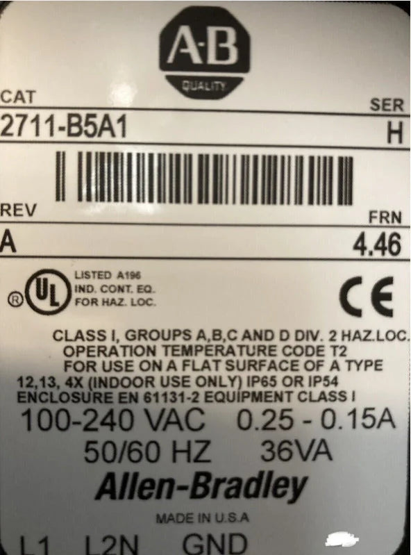 Allen Bradley 2711-B5A1 PanelView 550 Mono Touch Key RIO AC FRN 4.46 | Durable and efficient industrial grade solution - ALLEN BRADLEY [1]