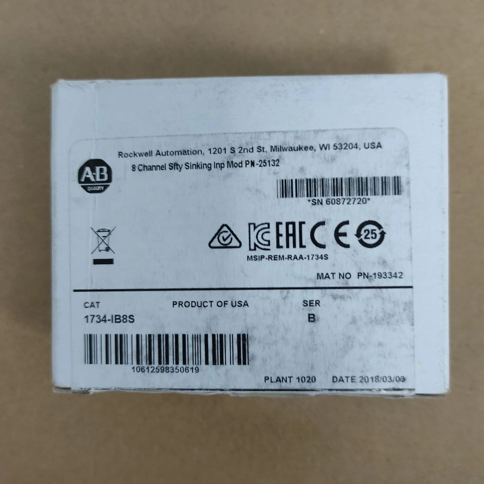 Allen Bradley AB 1734-IB8S Digital Safety Input Module - ALLEN BRADLEY [7]