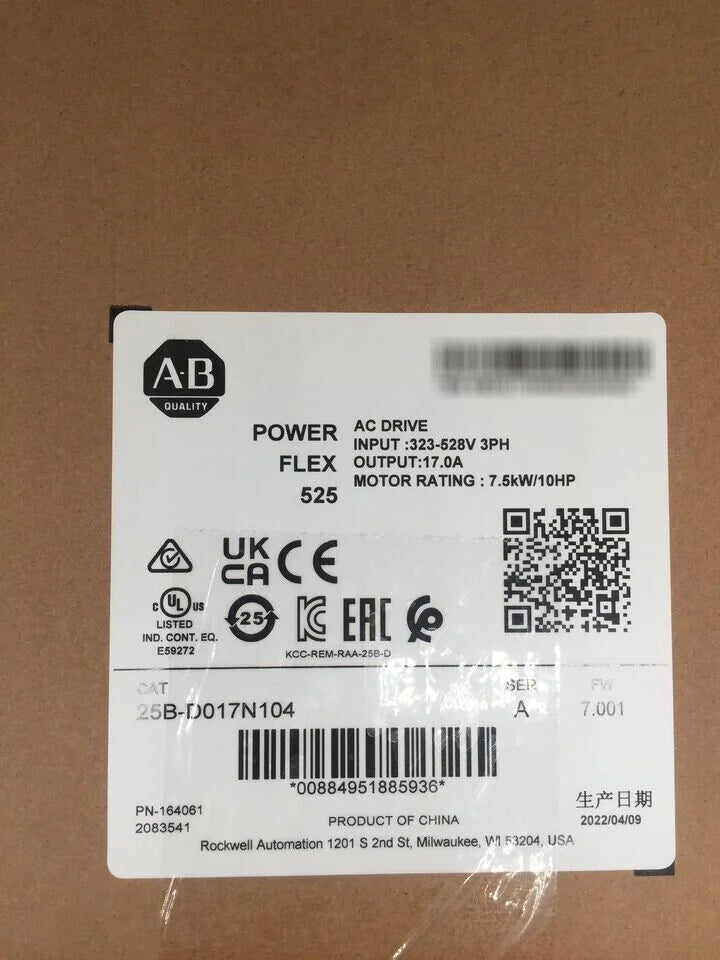 Allen-Bradley AB 25B-D017N104 Ser A Power Flex 525 AC Drive 7.5kW 10Hp NEW - High-Efficiency AC Motor Drive - ALLEN-BRADLEY [1]