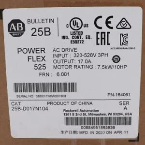 Allen-Bradley AB 25B-D017N104 Ser A Power Flex 525 AC Drive 7.5kW 10Hp NEW - High-Efficiency AC Motor Drive - ALLEN-BRADLEY [2]