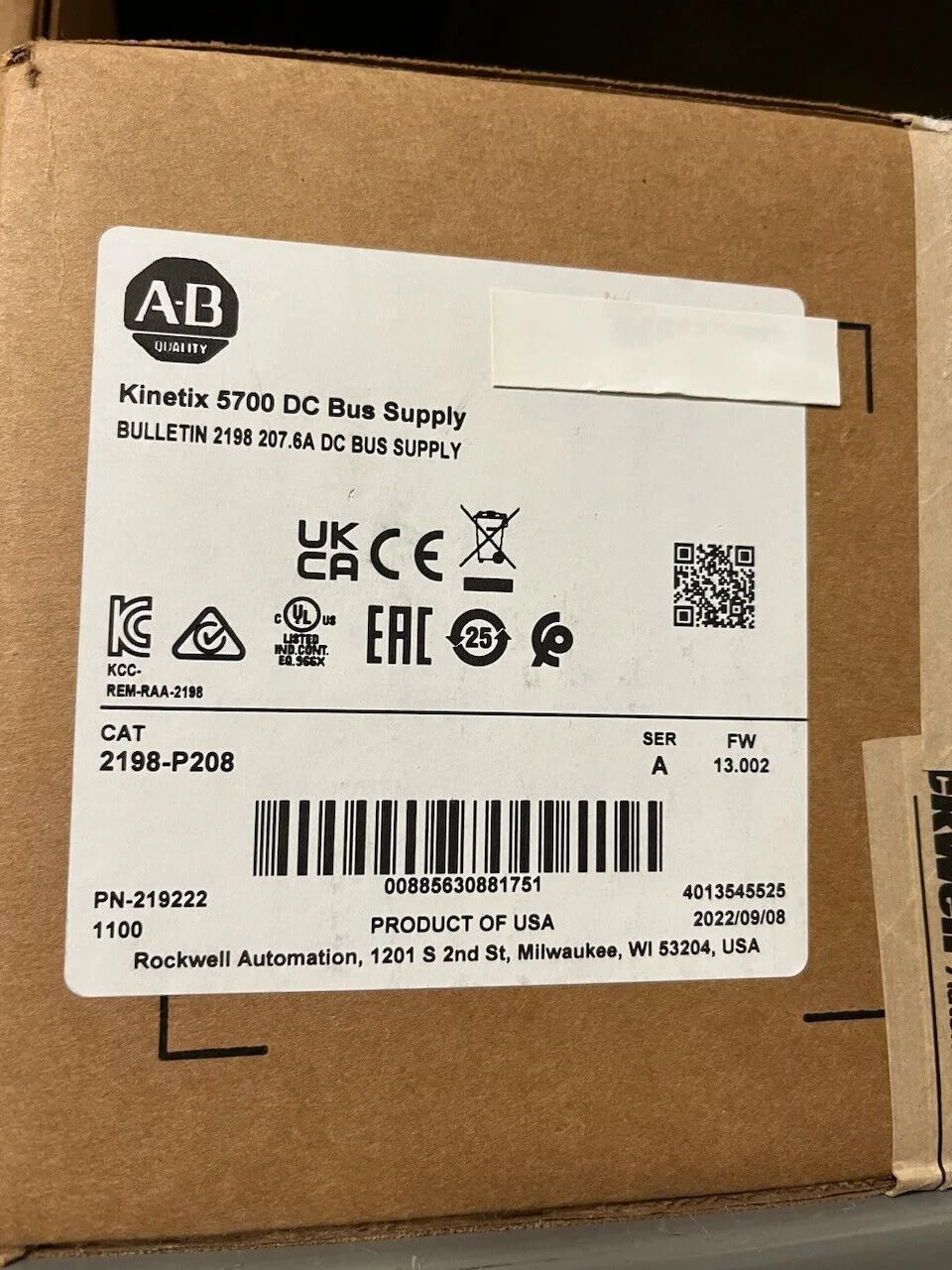 Allen Bradley Kinetix 5700 DC Bus Supply 2198/208 Factory Sealed 2022 USA - ALLEN BRADLEY [1]