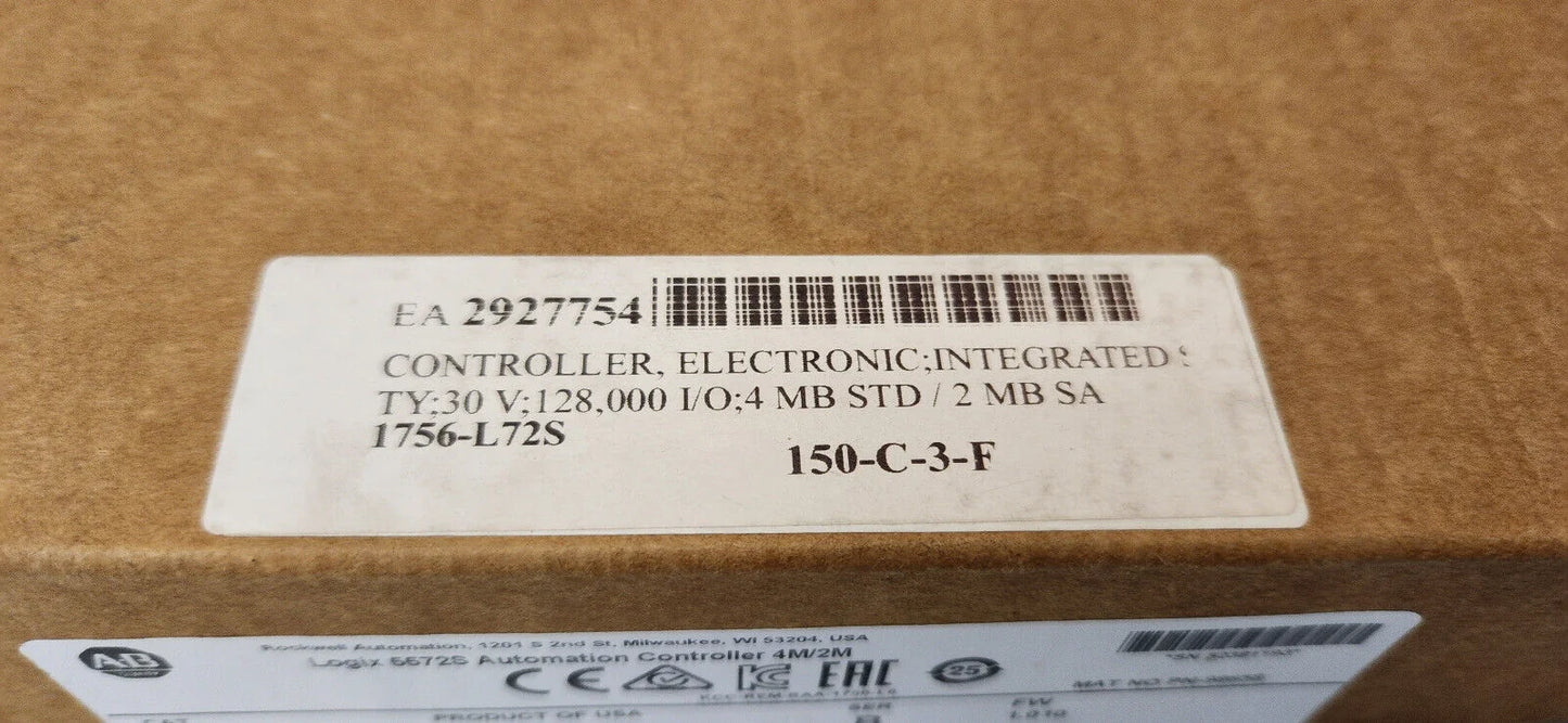 Allen Bradley Logix 1756-L72S 5572S Automation Controller 4M/2M NEW SEALED - ALLEN BRADLEY [1]