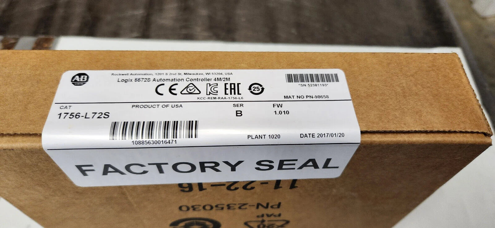 Allen Bradley Logix 1756-L72S 5572S Automation Controller 4M/2M NEW SEALED - ALLEN BRADLEY [4]