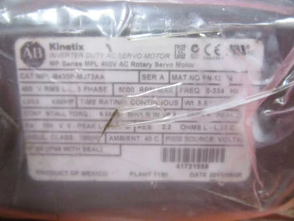 Allen-Bradley MPLB430PMJ72AA Servo Motor - High Precision Servo Motor - Industrial Servo Motor - 200VAC, 60Hz, 1HP, 3000 RPM - ALLEN-BRADLEY [8]