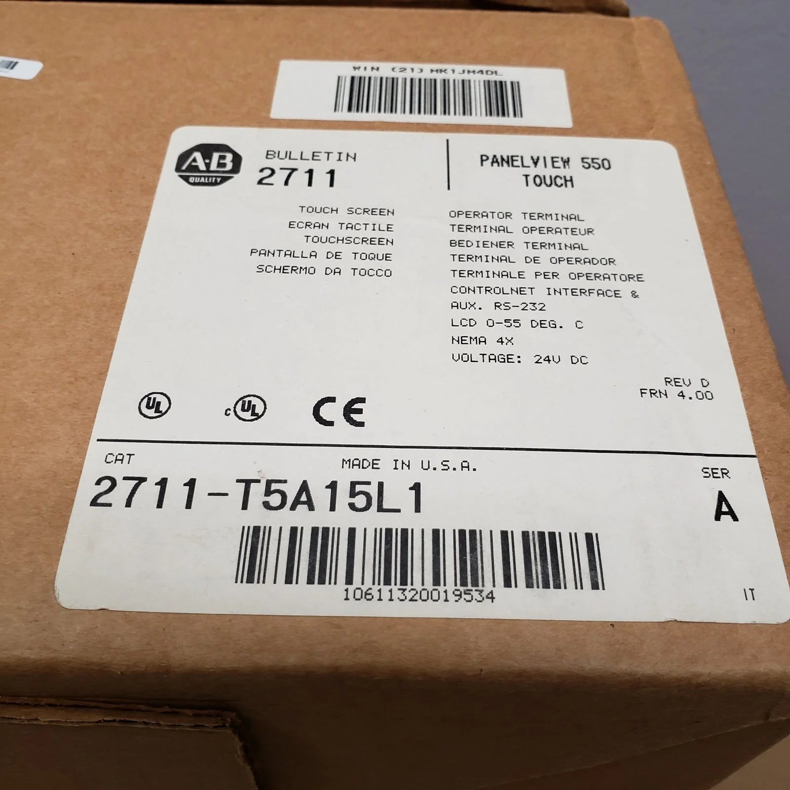 Allen Bradley Panelview 550 2711-T5A15L1 SER A Rev D FRN 4 NIB - High-Quality Panel Solution - ALLEN BRADLEY [1]