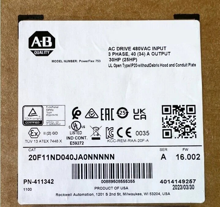 Allen Bradley PowerFlex753 AC Drive 1PC - 20F11ND040JA0NNNNN - ALLEN BRADLEY [1]