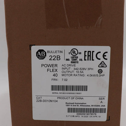 Allen-Bradley PowerFlex 40 AC Drive 22B-D010N104 New Factory Sealed - ALLEN-BRADLEY [2]