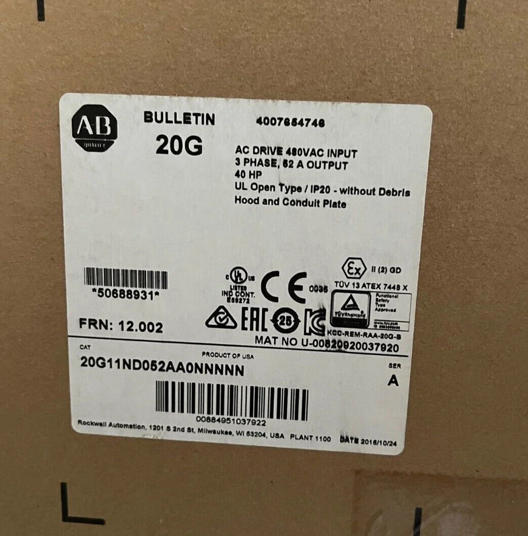 Allen Bradley PowerFlex 755 20G11ND052AA0NNNNN 480V AC 40HP 52A 480V 40HP - ALLEN BRADLEY [2]