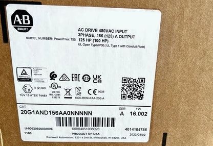 Allen Bradley PowerFlex 755 AC Drive 125HP 15V - ALLEN BRADLEY [1]