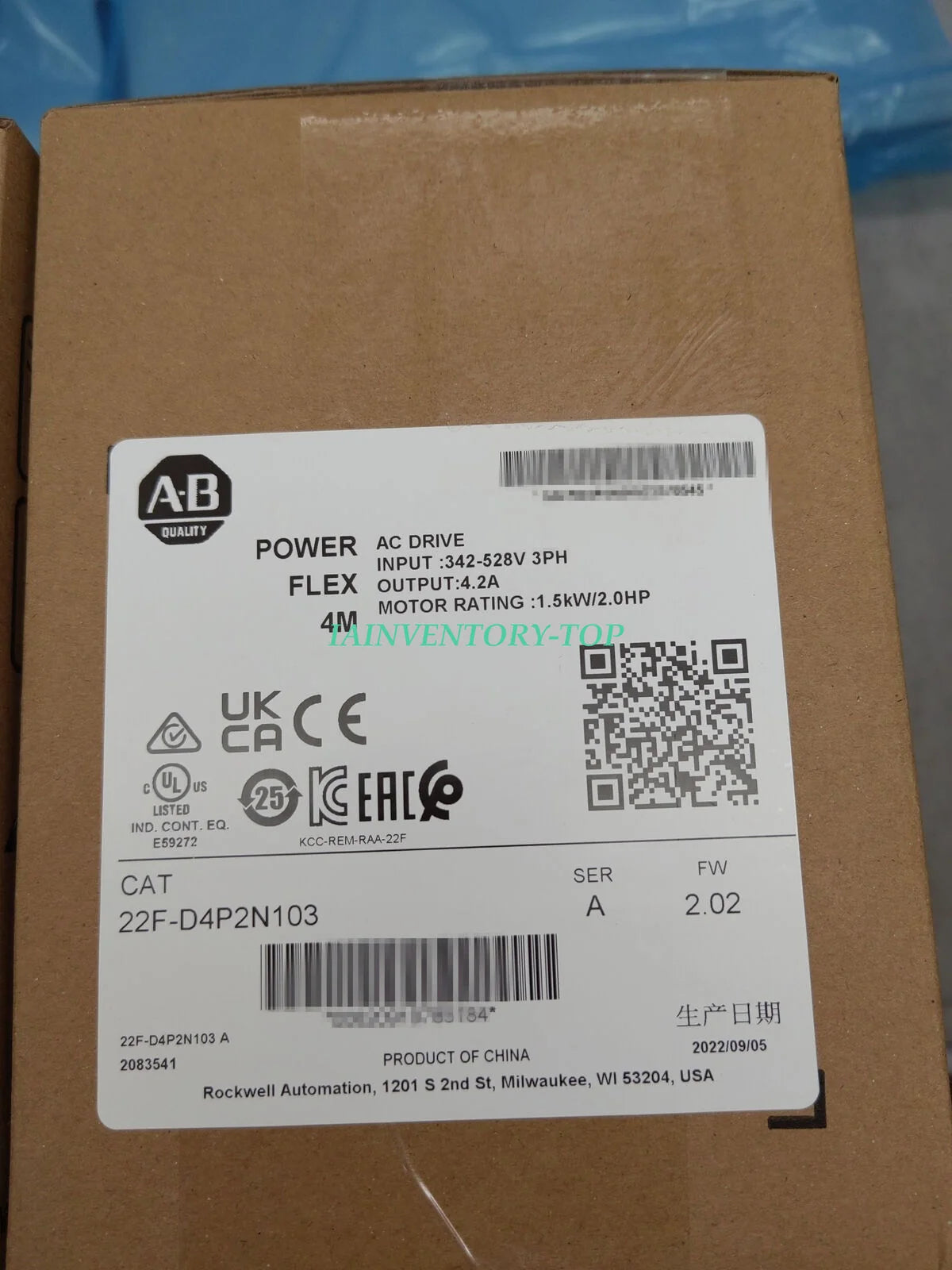 Allen-Bradley Sealed AC Drive 22F-D4P2N103 4M 1.5 kW 2 HP - ALLEN-BRADLEY [1]