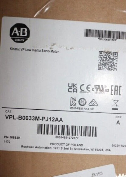 Allen Bradley VPL-B0633M-PJ12AA Servo Motor Ship - ALLEN BRADLEY [1]