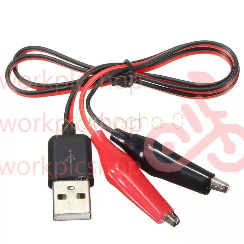Alligator Test Clips Clamp to USB Male Connector Power Supply Adapter 60cm Cable [1]
