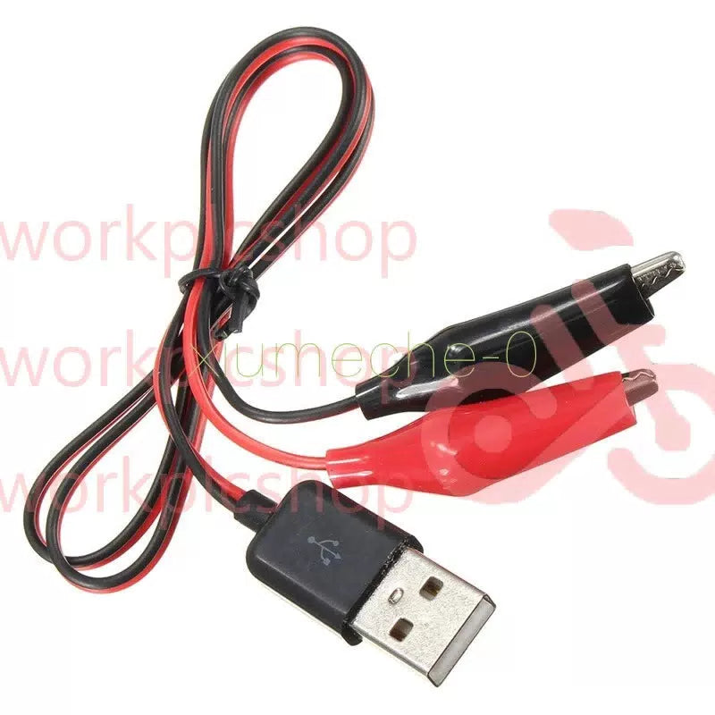 Alligator Test Clips Clamp to USB Male Connector Power Supply Adapter 60cm Cable [2]