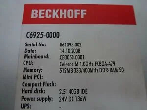 BECKHOFF C6925-0000 PLC Module - 1 Piece - BECKHOFF [1]