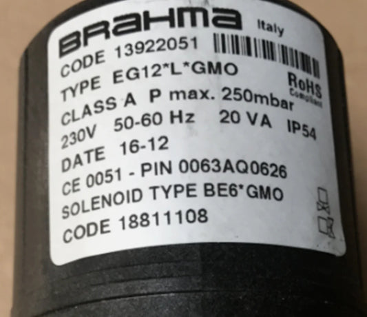 BRAHMA EG12 G Solenoid Valve 230V 250mbar 50-60Hz - BRAHMA [1]
