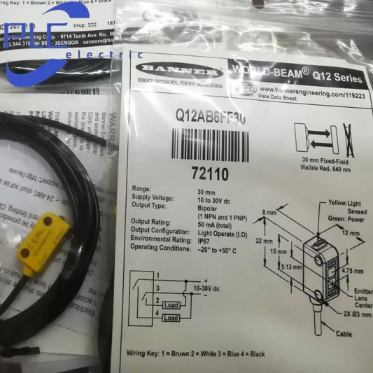Banner Q12AB6FF30 Photoelectric sensor switches free shipping #ke [1]
