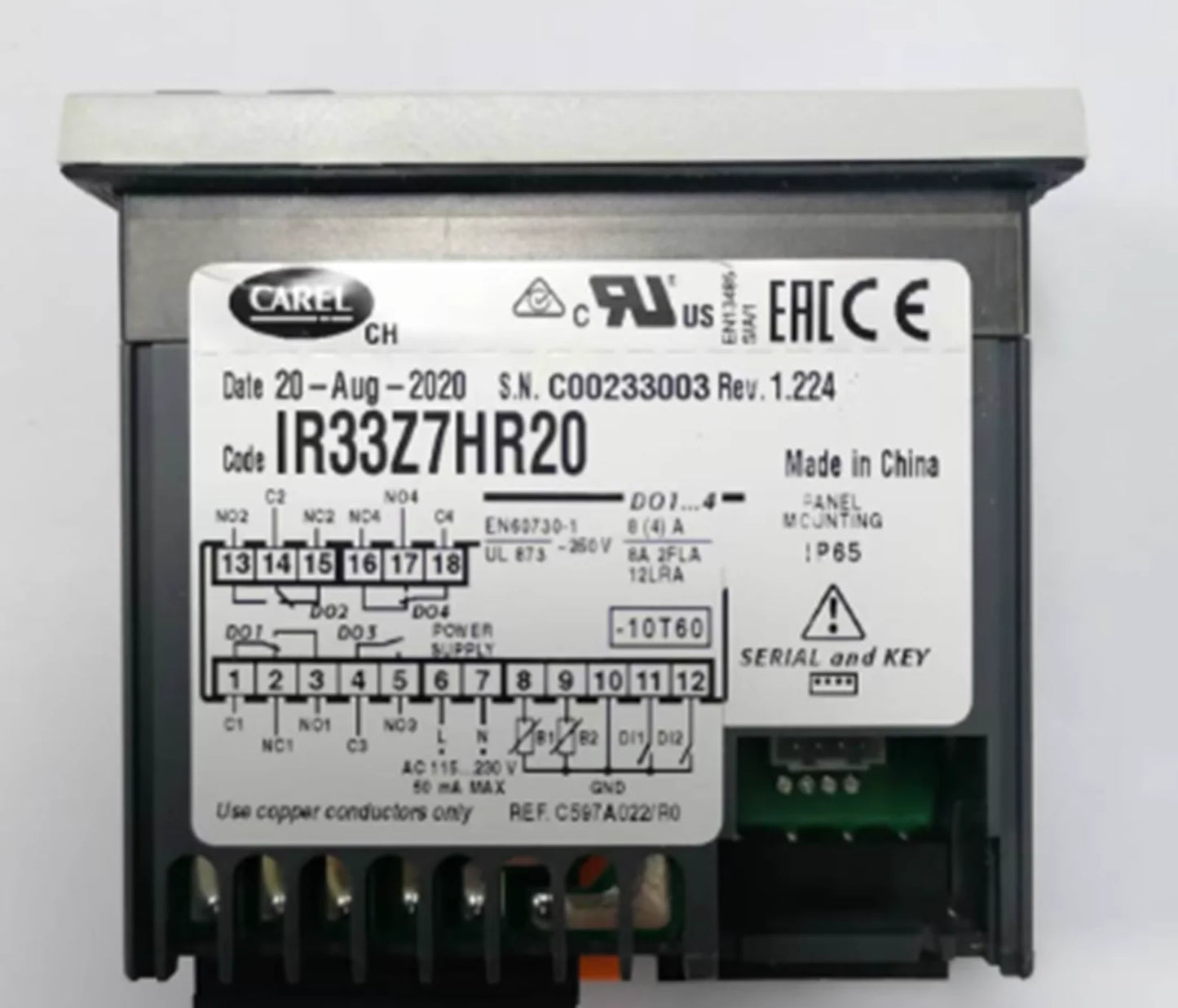 CAREL Temperature Controller IR33Z7HR20 | Precision Temperature Regulation | 20°C to 80°C | High Accuracy | Fast Response - CAREL [1]