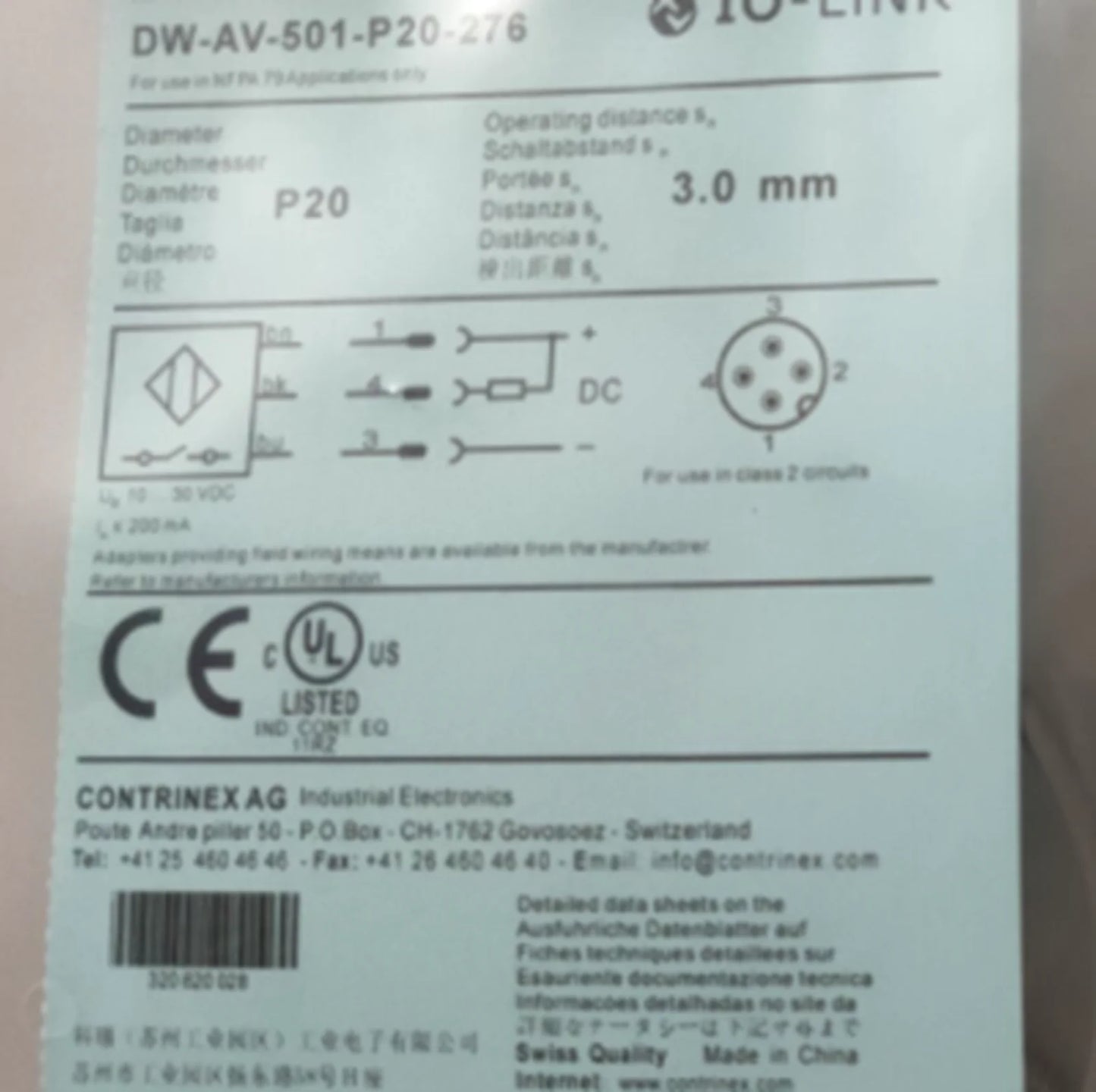 CONTRINEX DW AV 501 20 276 Proximity Switch - CONTRINEX [1]