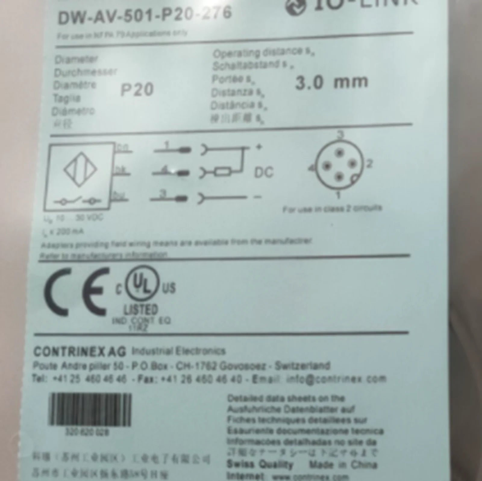 CONTRINEX DW AV 501 20 276 Proximity Switch - CONTRINEX [1]