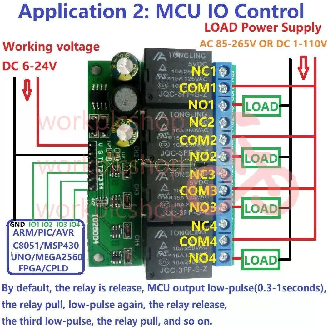 DC 6V-24V 4CH Flip-Flop Latch Relay Module Bistable Self-locking Electronic [2]