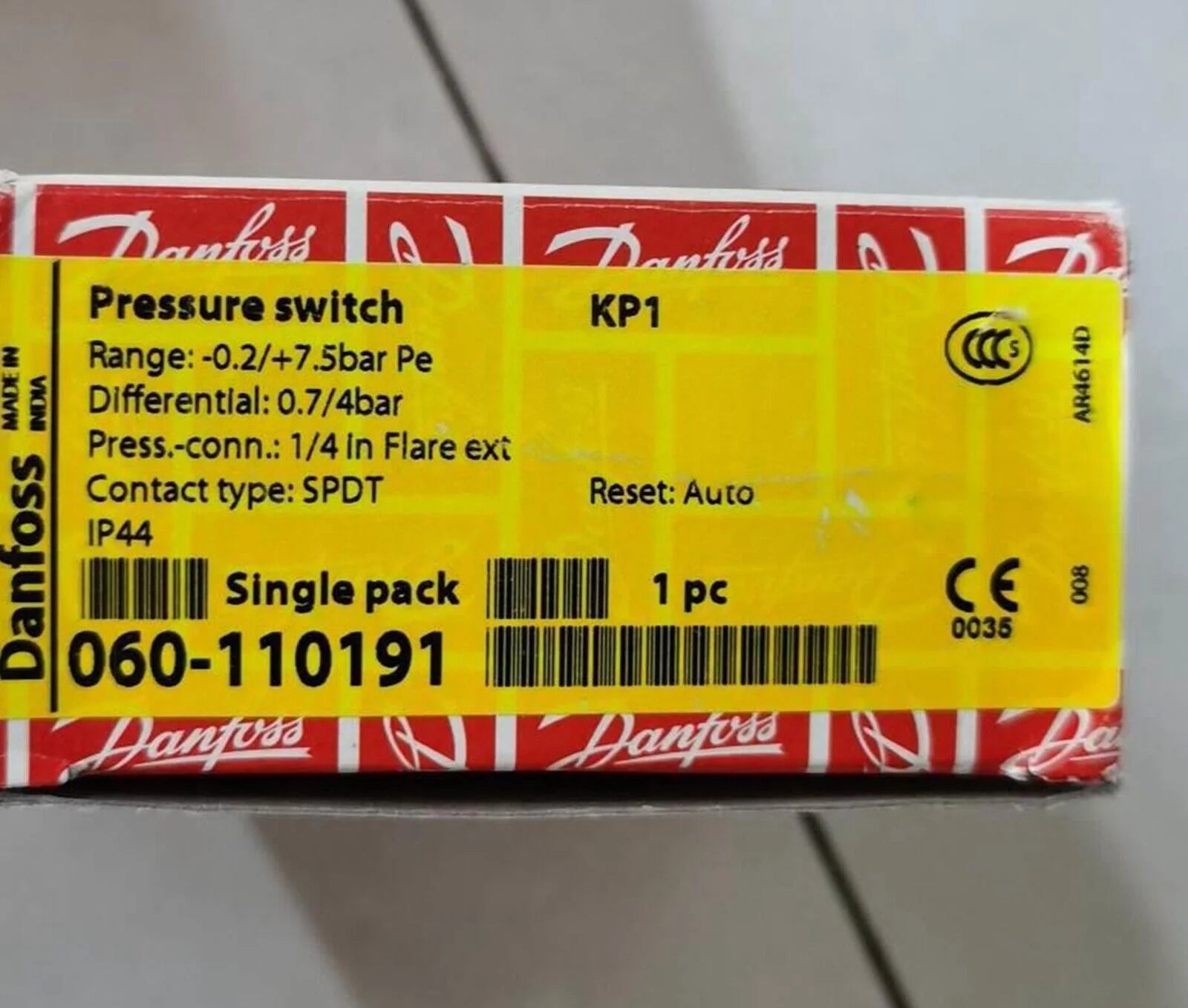 Danfoss KP1 060-110191 Pressure Switch - High-Performance Pressure Regulation Solution for Industrial Applications - DANFOSS [1]