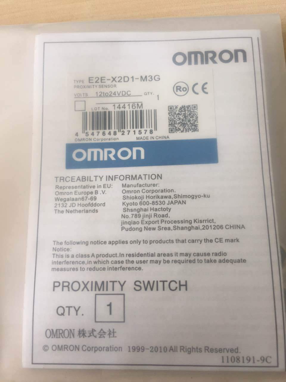 E2E X2D1-M3G - OMRON