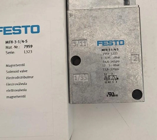 FESTO MFH-3-1/4-S 7959 PLC Solenoid Classic Valve 230VDC 240VAC - WESTO [1]